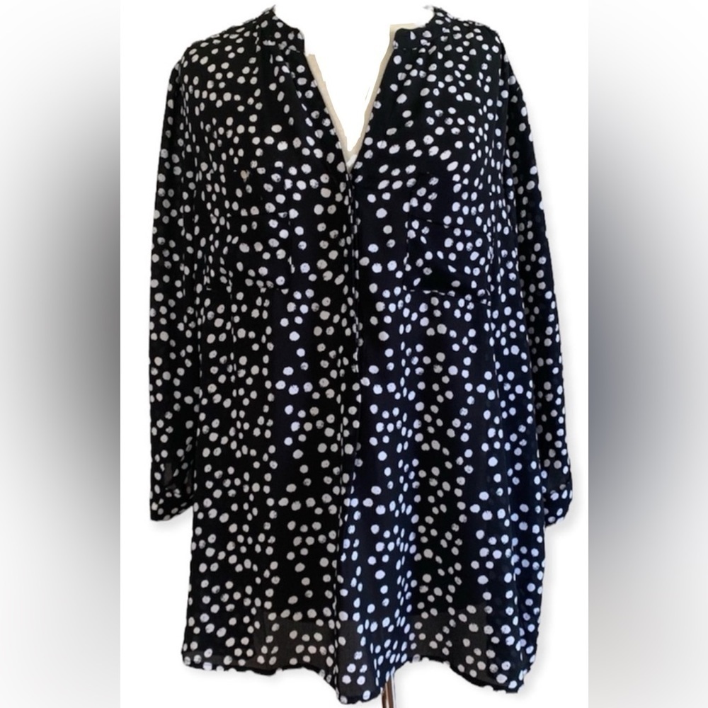 AVENUE 22/24 Black White Women’s Plus Size Blouse Top Shirt Tunic